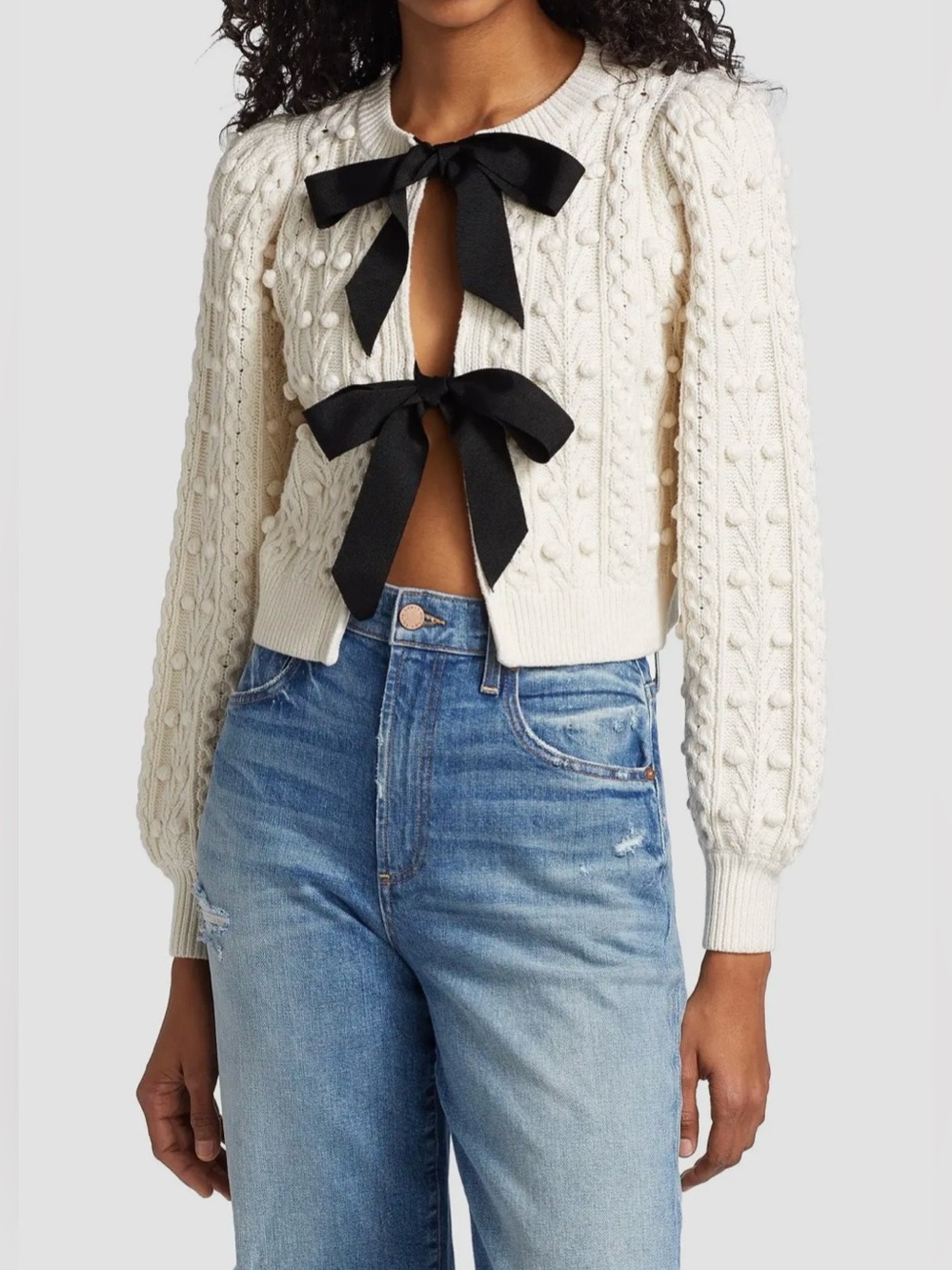 Alice + Olivia Kitty Puff Sleeve Cardigan